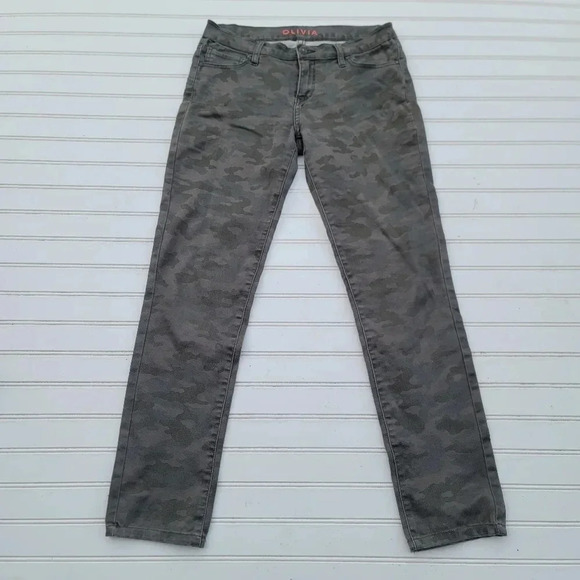 Delias Olivia Womens Stretch Sz 12 Jeans Straight Leg Pants Camo Green 31x29 - Picture 1 of 9